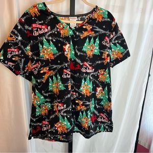 Christmas Scrub Top-Reindeer
